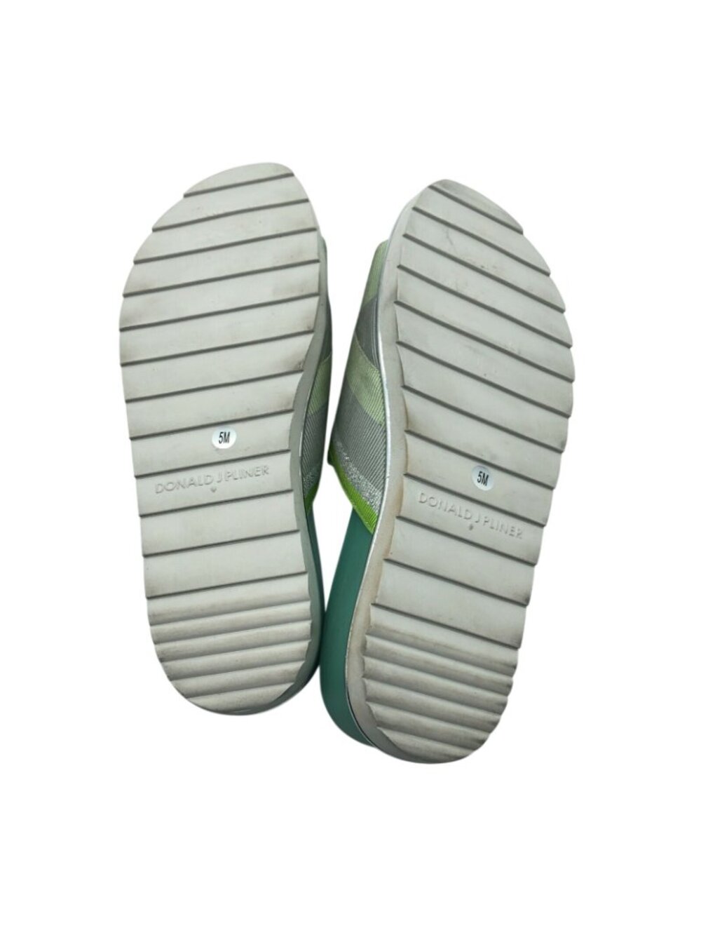 Donald Pliner Womens Slide Sandals Slip On Fabric Striped Green Gray Size 5 - Picture 5 of 5